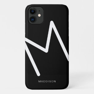 Modern Black and White Monogram Abstract iPhone 11 Case