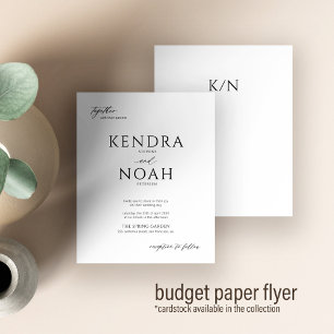 Modern black and white monogram budget wedding flyer