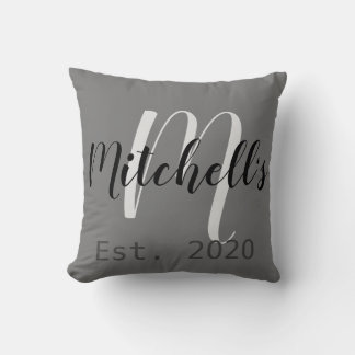 Modern Black and White Monogram Cushion