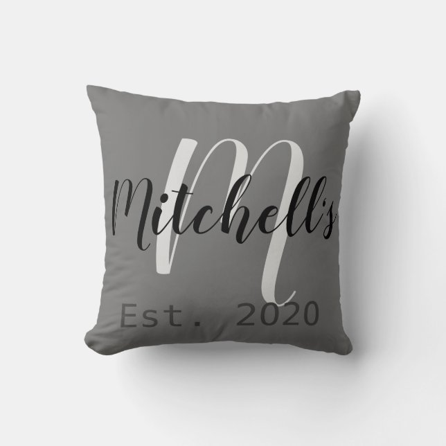 Modern Black and White Monogram Cushion (Front)