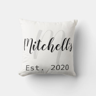 Modern Black and White Monogram Cushion