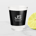 Modern Black And White Monogram Initial Template Shot Glass<br><div class="desc">Modern Elegant Monogram Initial Black And White Simple Template Kitchen & Dining / Barware & Bar Tools / Shot glass.</div>