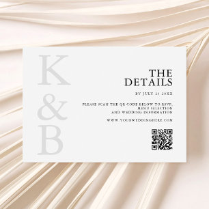 Modern Black and White Monogram Minimalist Wedding Enclosure Card