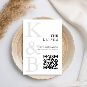 Modern Black and White Monogram Minimalist Wedding Enclosure Card