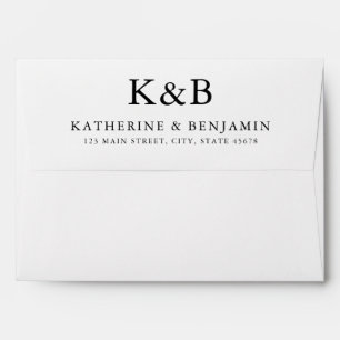 Modern Black and White Monogram Minimalist Wedding Envelope