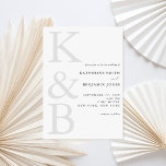 Modern Black and White Monogram Minimalist Wedding Invitation<br><div class="desc">Easily personalise your wedding invitations with this editable template. Features minimal elegant typography design in black and white colour.</div>