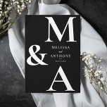 Modern Black and White Monogram Minimalist Wedding Invitation<br><div class="desc">Modern black and white wedding invitation featuring your personalised monogram initials in elegant minimalist typography. Add custom text with all the details of your special day.</div>