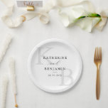 Modern Black and White Monogram Minimalist Wedding Paper Plate<br><div class="desc">Create your own personalised wedding paper plates featuring modern monogram typography and minimalist graphic design in black and white colour.</div>