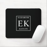 Modern Black and White Monogram Mouse Pad<br><div class="desc">The Modern Black and White Monogram Mouse Pad combines sleek design with personalised sophistication. Featuring a minimalist black and white colour palette, this mouse pad is both stylish and functional. The customisable monogram adds a personal touch, making it a perfect accessory for your home or office workspace. Designed with a...</div>