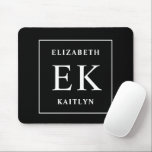 Modern Black and White Monogram Mouse Pad<br><div class="desc">The Modern Black and White Monogram Mouse Pad combines sleek design with personalised sophistication. Featuring a minimalist black and white colour palette, this mouse pad is both stylish and functional. The customisable monogram adds a personal touch, making it a perfect accessory for your home or office workspace. Designed with a...</div>