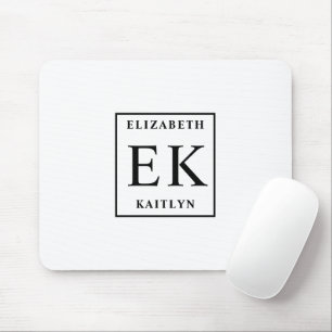 Modern Black and White Monogram Mouse Pad