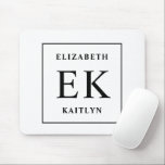 Modern Black and White Monogram Mouse Pad<br><div class="desc">The Modern Black and White Monogram Mouse Pad combines sleek design with personalised sophistication. Featuring a minimalist black and white colour palette, this mouse pad is both stylish and functional. The customisable monogram adds a personal touch, making it a perfect accessory for your home or office workspace. Designed with a...</div>