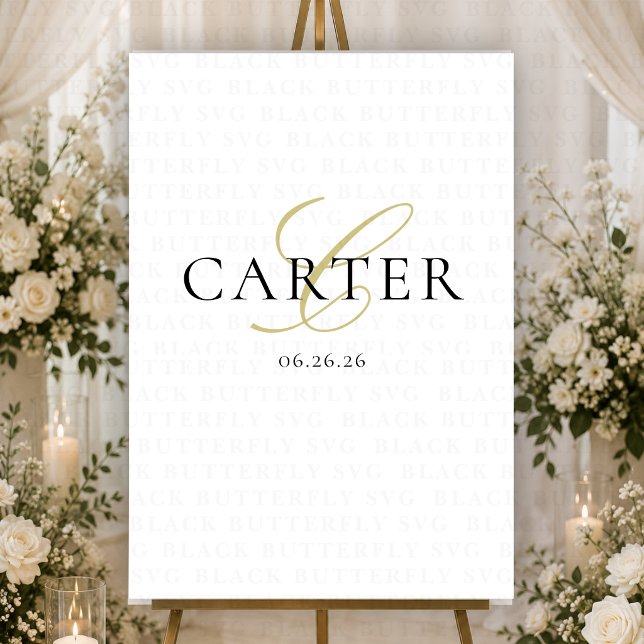 Modern Black and White Monogram Wedding Backdrop Tapestry (Monogram Mockup)