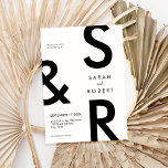 Modern Black and White Monogram Wedding Invitation<br><div class="desc">Modern Black and White Monogram Wedding Invitation. Features bold typography and minimal graphic design. Personalise text with all the details of your special day.</div>