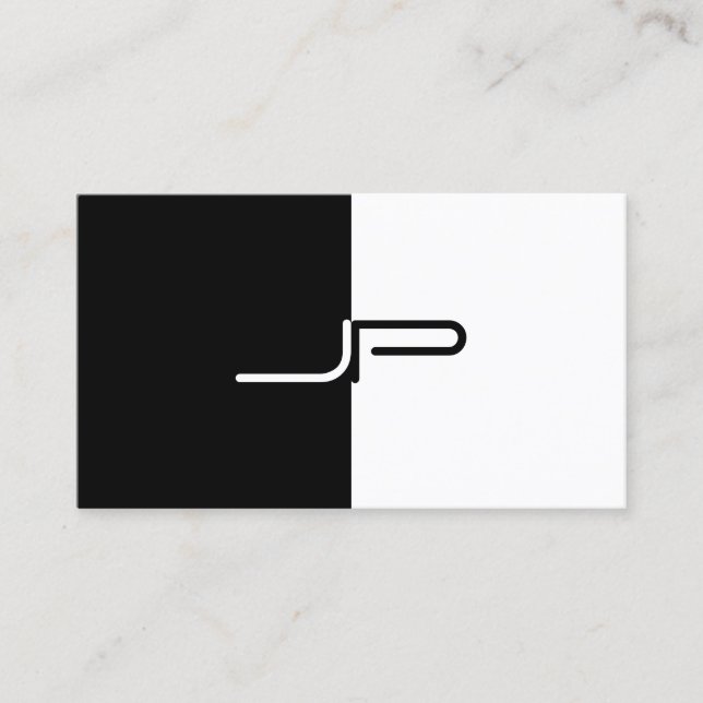 Modern Black And White Monogrammed Chic Initial Business Card (Front)