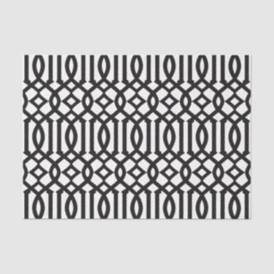 Modern Black and White Moroccan Trellis Pattern Tissue Paper