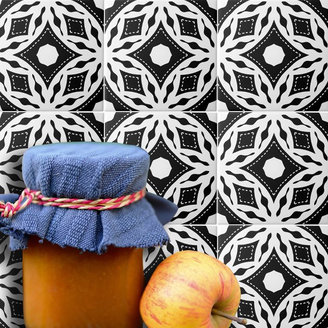 Modern Black and White Mosaic Geometric Pattern Ceramic Tile (Creator Uploaded)