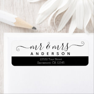 Modern Black and White Mr and Mrs Last Name Return Address Label