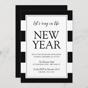 Modern Black and White New Year's Eve Party Invite