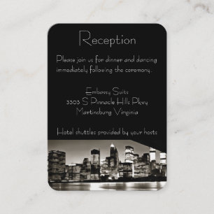 Modern Black and White New York at Night Enclosure Card