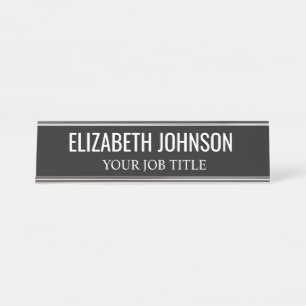 Modern Black and White Office Employee Desk Name Plate