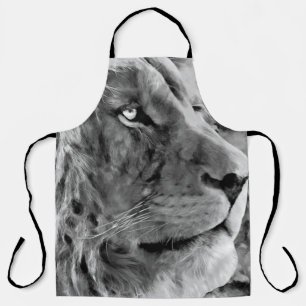 Modern black and white oil painting of king lion, apron