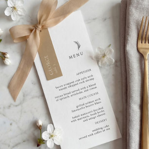 Modern Black and White Olive Branch Wedding Menu