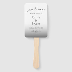 Modern Black and White Ombre Wedding Program Hand Fan