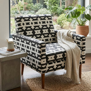 Modern Black and White Op Art Geometric Abstract Fabric