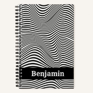 Modern Black And White Op Art Notebook