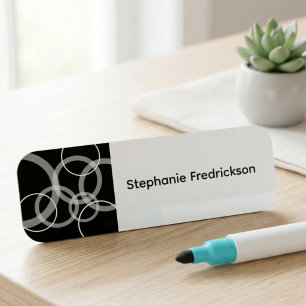 Modern Black and White Overlapping Circles Badge
