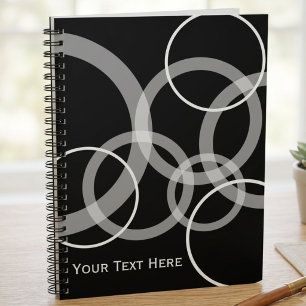 Modern Black and White Overlapping Circles Notebook