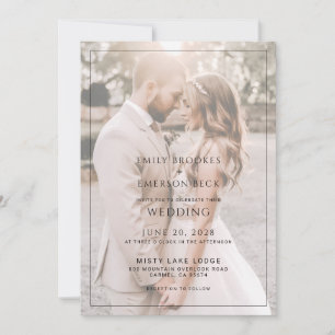 Modern Black And White Overlay Photo Wedding Invitation