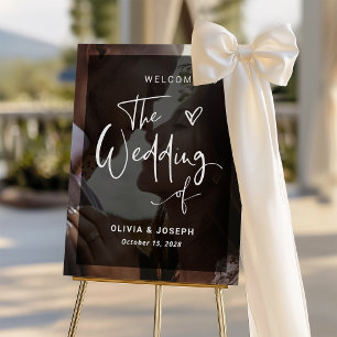 Modern Black and White Overlay   Photo Wedding Poster