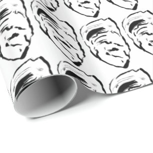 Modern Black and White Oyster Wrapping Paper