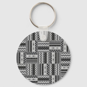 Modern black and white pattern key ring