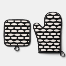 Modern Black and White Pattern Oven Mitt & Pot Hol