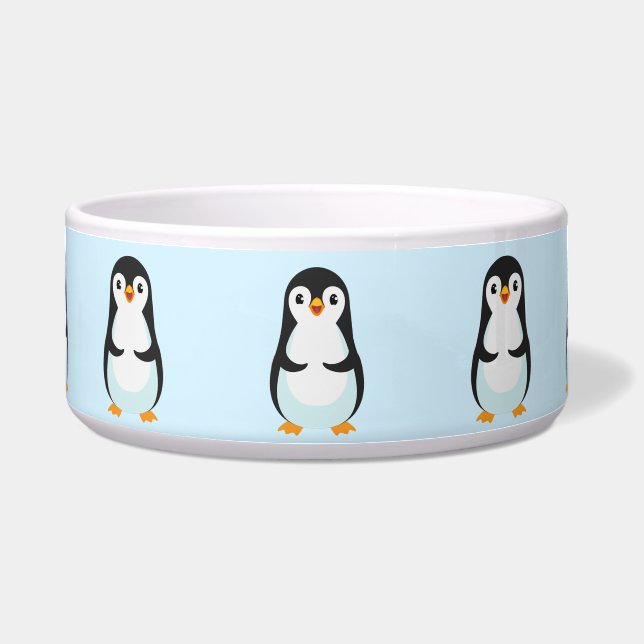 Modern Black and White Penguin on Light Blue (Front)