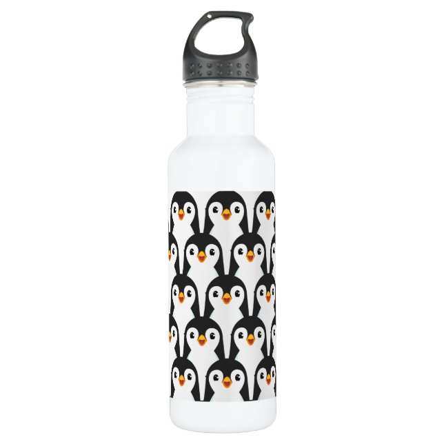 Modern Black and White Penguin Pattern 710 Ml Water Bottle (Front)