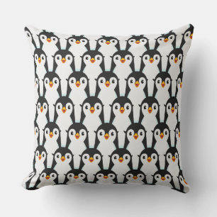 Modern Black and White Penguin Pattern Cushion