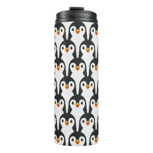 Modern Black and White Penguin Pattern Thermal Tumbler