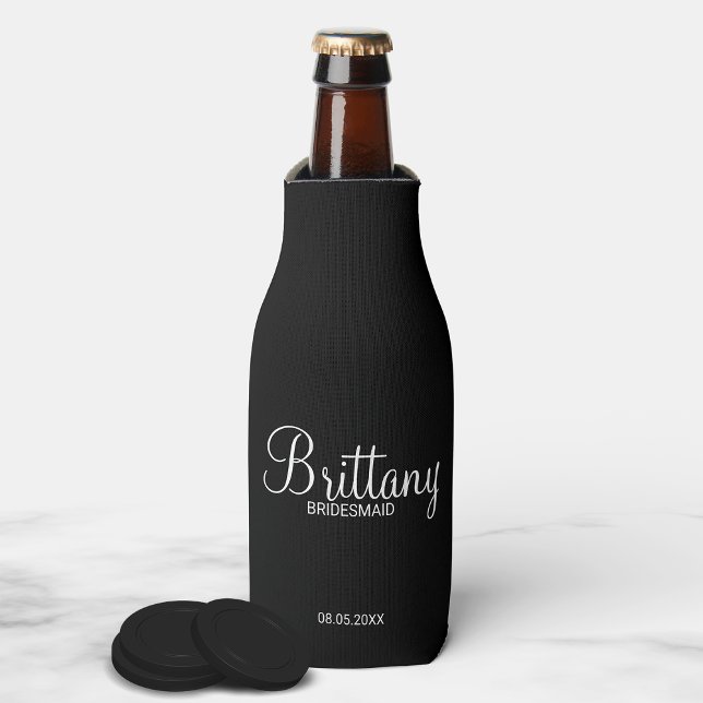 Modern Black and White Personalised Bridesmaids Bottle Cooler (Creator Uploaded)