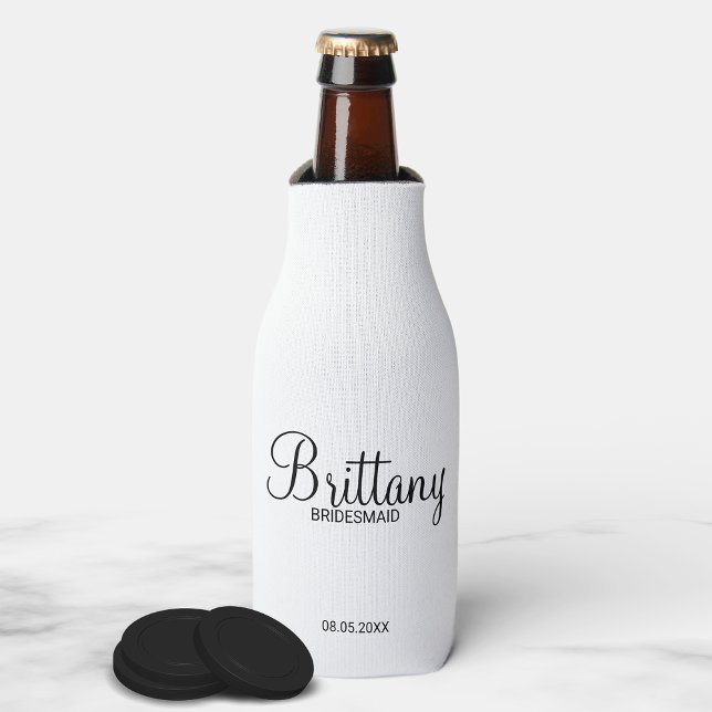 Modern Black and White Personalised Bridesmaids Bottle Cooler (Creator Uploaded)
