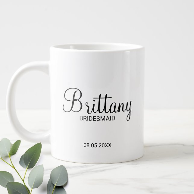 Modern Black and White Personalised Bridesmaids Co Large Coffee Mug (Creator Uploaded)