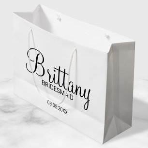 Modern Black and White Personalised Bridesmaids Large Gift Bag