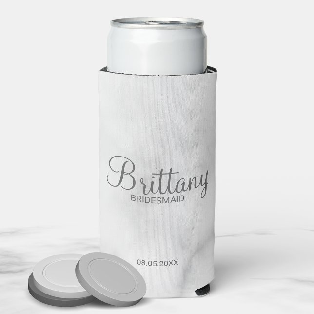 Modern Black and White Personalised Bridesmaids Seltzer Can Cooler (Creator Uploaded)