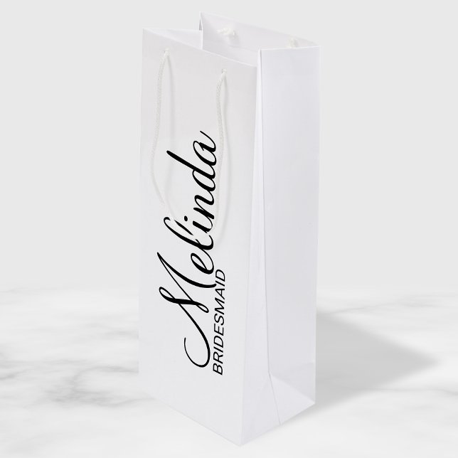 Modern Black and White Personalised Bridesmaids Wine Gift Bag (Creator Uploaded)