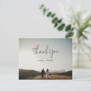 Modern Black and White Photo Chic Wedding Thank You Card
