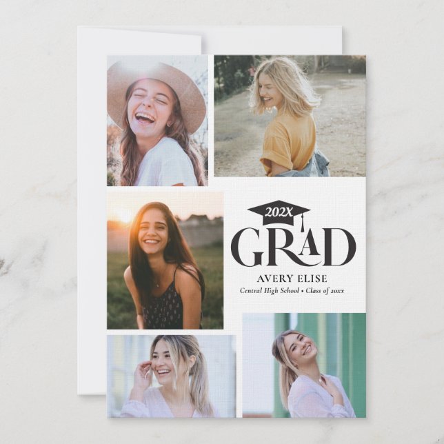 Modern Black and White Photo Collage Invitation (Front)