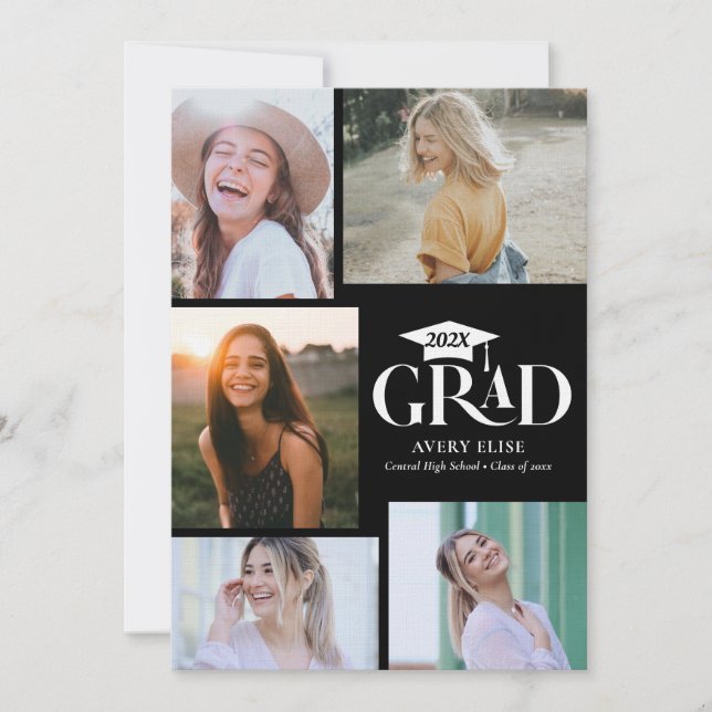 Modern Black and White Photo Collage Invitation (Front)